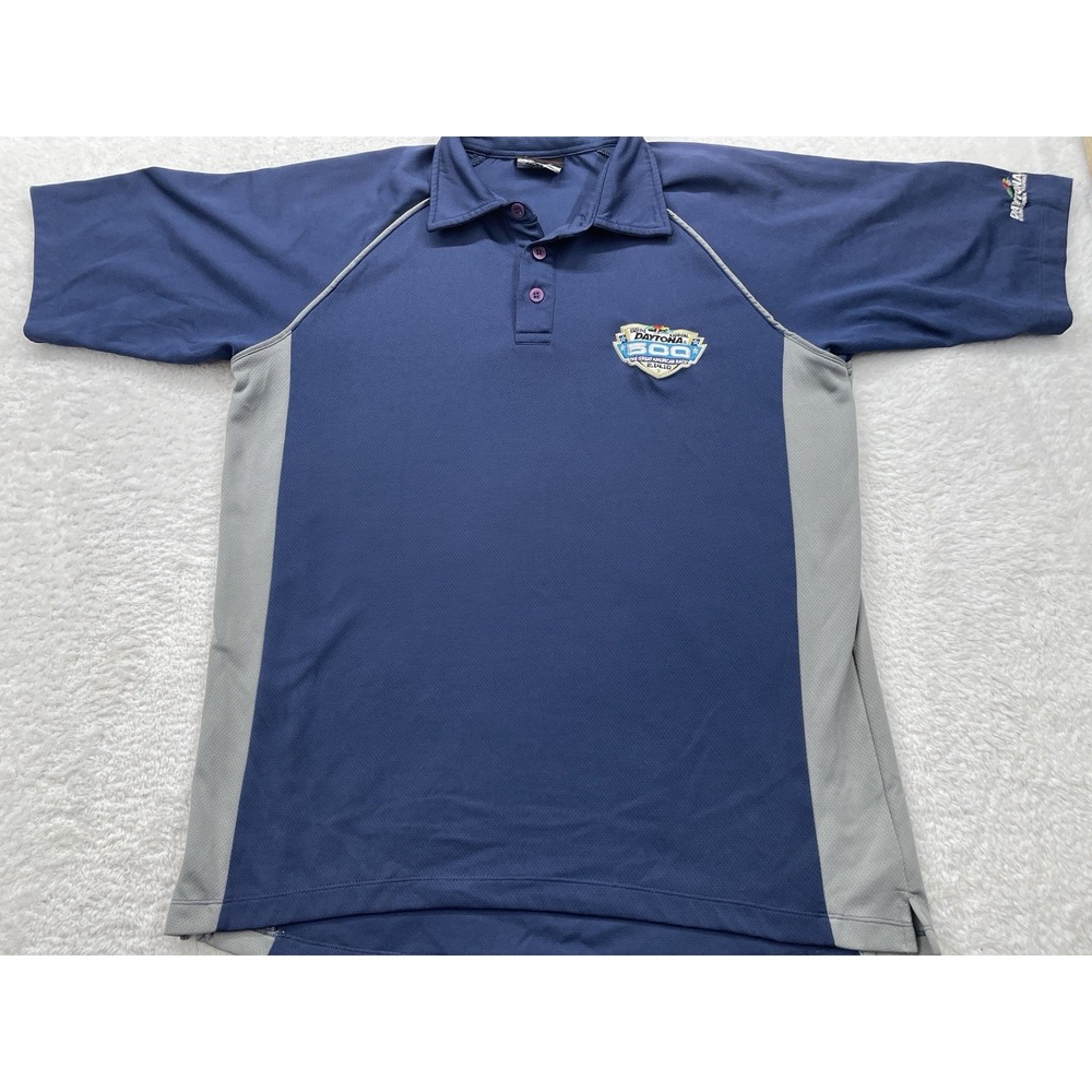 Chase Daytona 500 Polo Shirt Mens Large Blue Embroidered NASCAR Car Driving Golf
